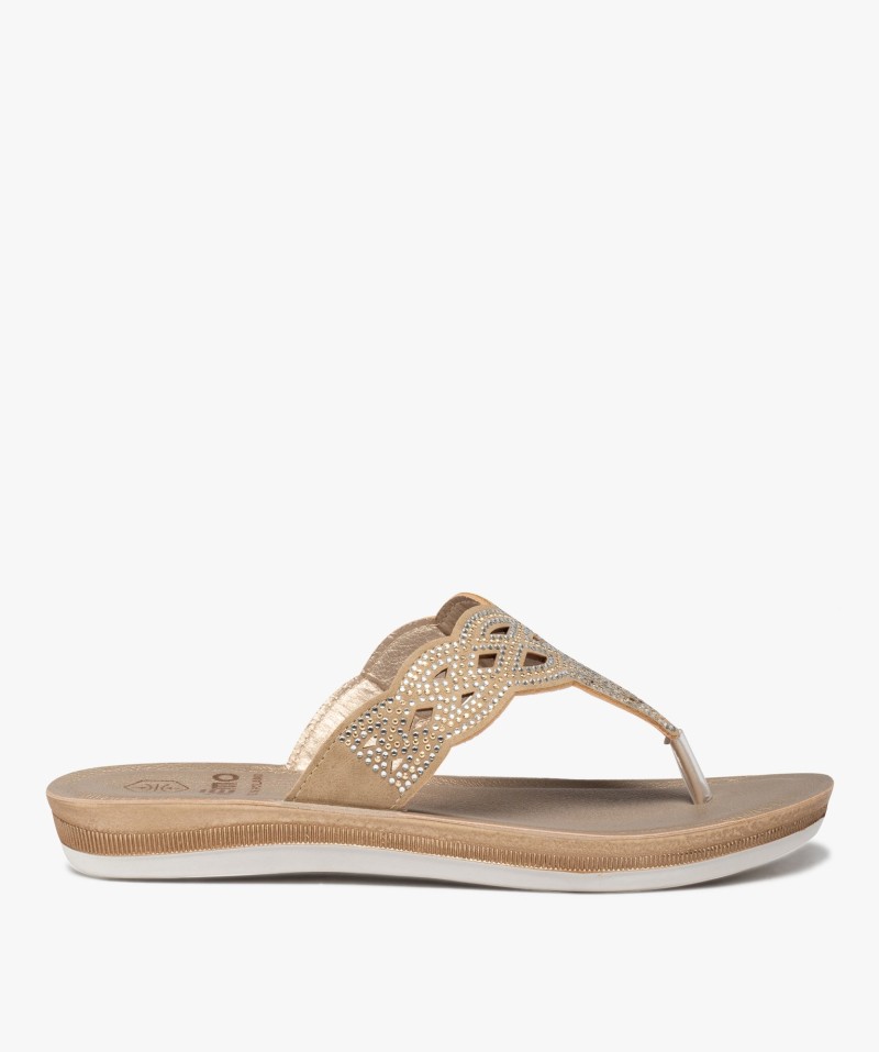 Sandales femme à entre-doigts ajouré couvert de strass